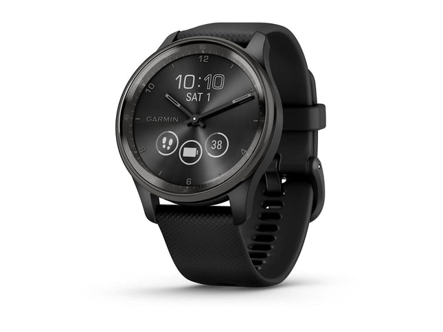 Garmin Vivomove Trend - Slate Stainless Steel Bezel with Black Case and Silicone Band