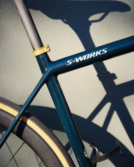 Specialized-Consignment | 2020 Specialized S-Works Aethos 56cm SRAM Rival Gloss Forest Green / Gold Pearl / Flake Silver-210000082246-Cyclepath PDX-Bikes - Analog Bikes - ROAD - Specialized
