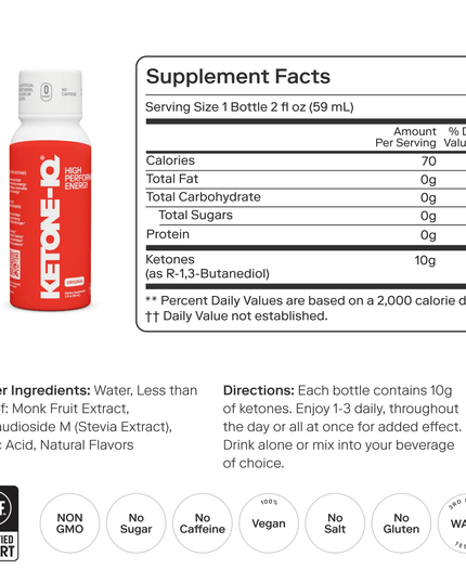 Ketone IQ - Ketone - IQ 2oz NO Caffeine Shot - Original Box/6 - 6 ct 2 oz Ketone-IQ Shots - Cyclepath PDX